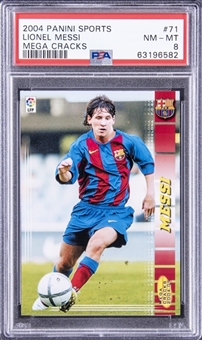 2004-05 Panini Sports Megacracks #71 Lionel Messi Rookie Card - PSA NM-MT 8